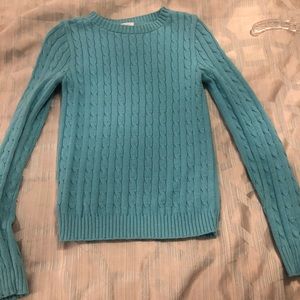 Turquoise blue cable knit sweater